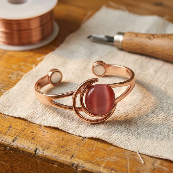 Venla Kehä – kuparirannekoru, vaaleanpunainen
