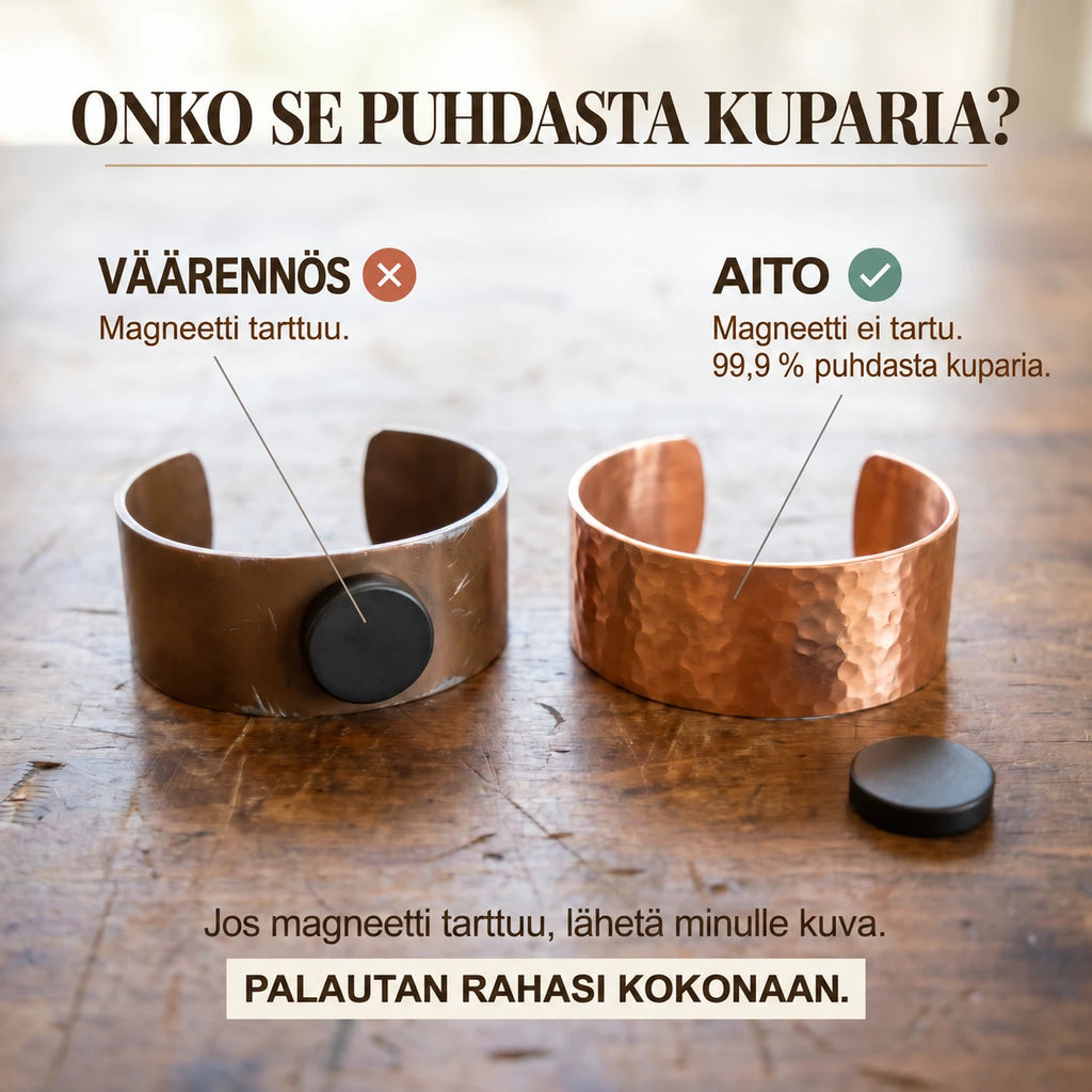 Puhdas kupari – vertailu ja magneettitesti