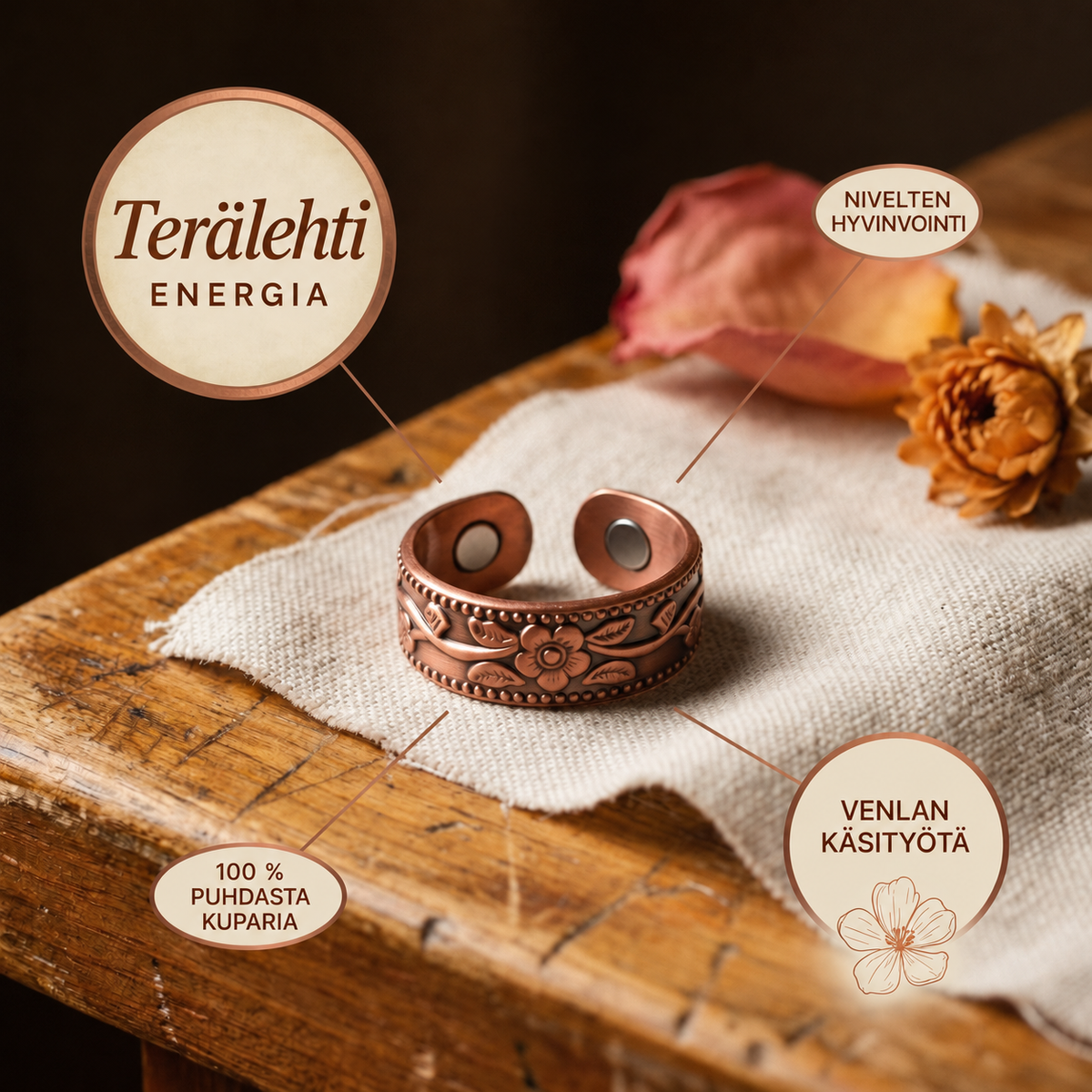 Venla Terälehti – kuparisormus