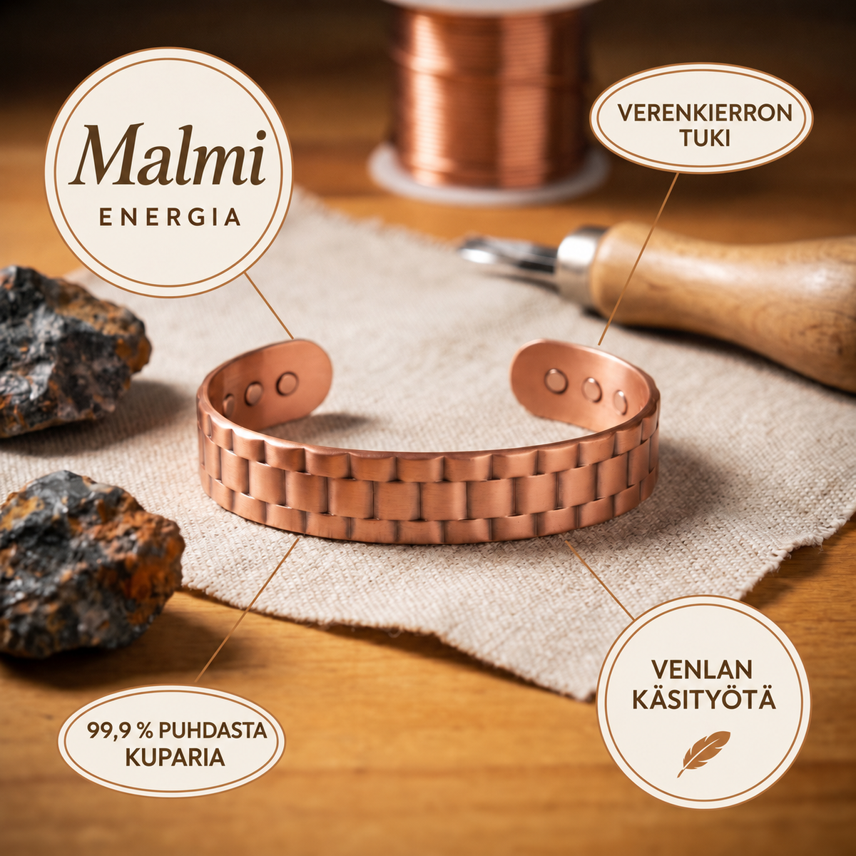 Venla Malmi – miesten kuparirannekoru