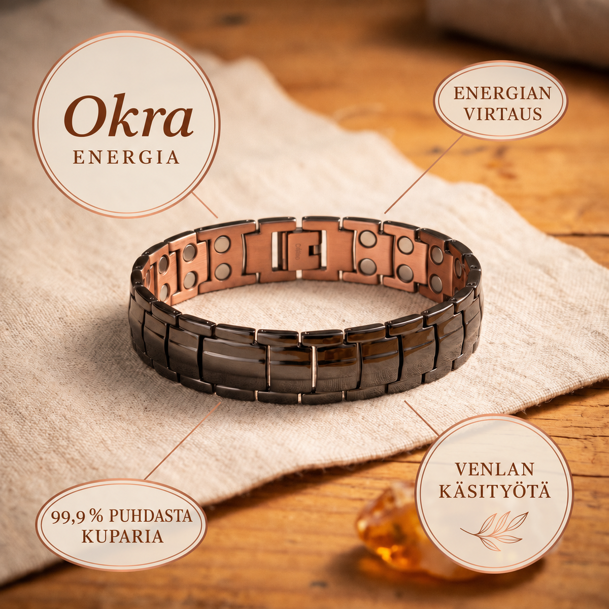 Venla Okra – miesten kuparirannekoru