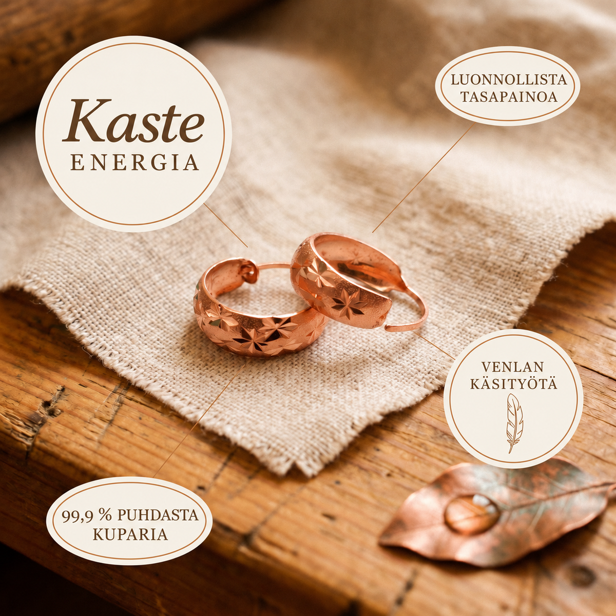 Venla Kaste – kuparikorvakorut