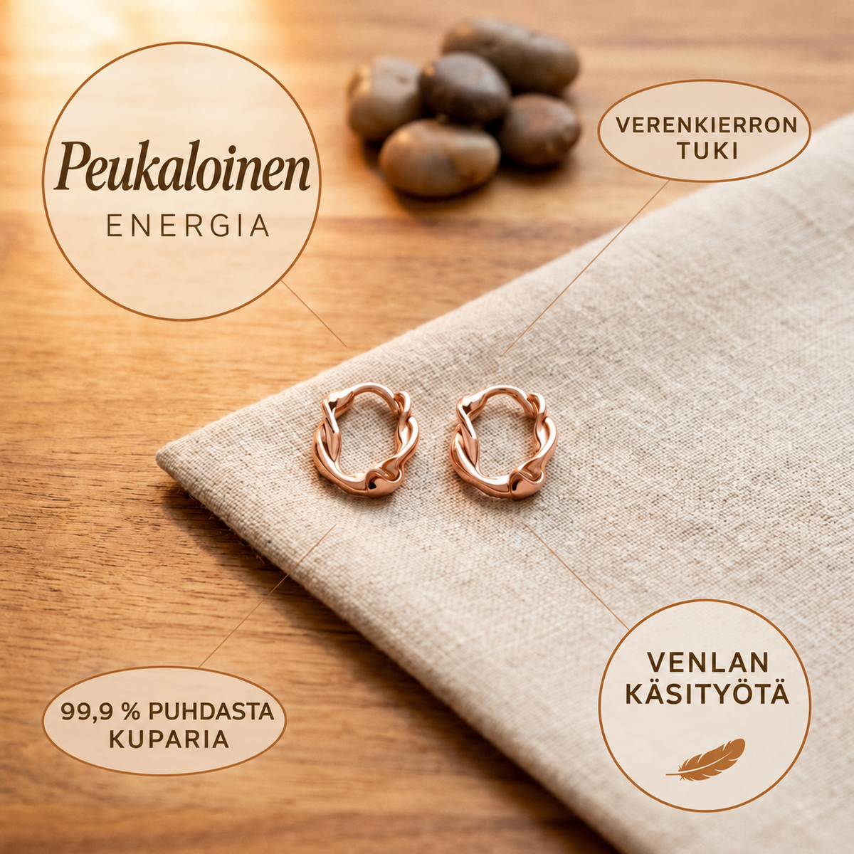 Venla Peukaloinen – kuparirengaskorvakorut